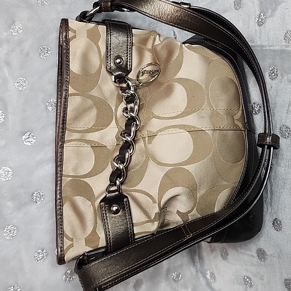 Coach 2013 Signature Canvas shoulder bag with chain accent